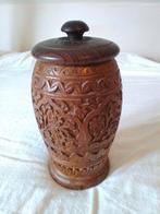 Houten tabakspot, 21 cm hoog, 12 cm breed. Handwerk houtsnij, Ophalen of Verzenden