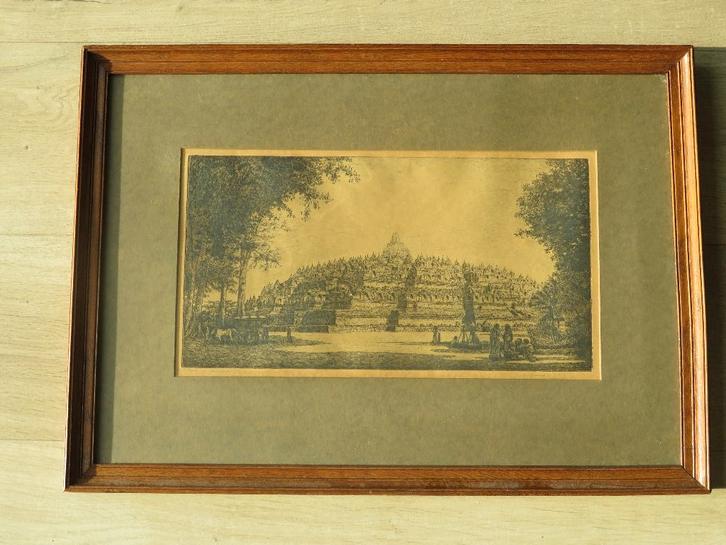 Dirk Homberg (1885-1952) - Boeroboedoer Java, Antiek en Kunst, Kunst | Etsen en Gravures, Ophalen of Verzenden
