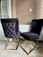 Velours stoelen met gouden frame - set van 2, Ophalen, Twee, Zwart, Zo goed als nieuw