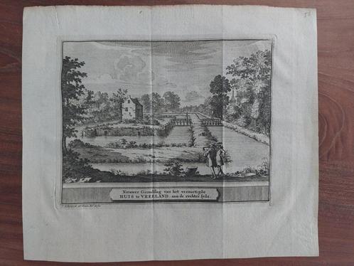 56 / Huis te Vreeland - Originele gravure uit 1736, Antiek en Kunst, Kunst | Etsen en Gravures, Ophalen of Verzenden