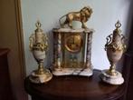 Antieke Pendule met Vazen - Marmer & brons, Antiek en Kunst, Antiek | Klokken, Ophalen of Verzenden