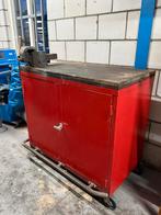 Werkbank met bankschroef en opbergkast, Ophalen, Gebruikt, 70 tot 120 cm, Bankschroef