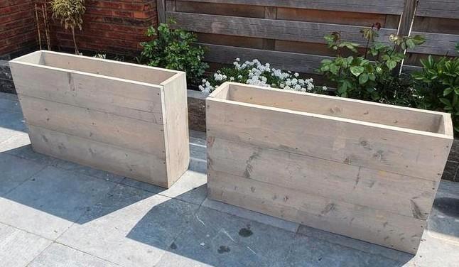 Steigerhouten bloembakken,60 cm hoog,25cm breed, div.lengtes, Tuin en Terras, Bloembakken en Plantenbakken, Nieuw, Hout, Binnen