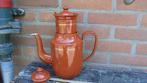 bruin emaille koffiekan met bies & filter, Antiek en Kunst, Antiek | Emaille, Ophalen of Verzenden