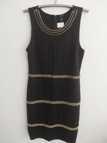 NIEUWE jurk kniel.99cm H&M Large zwart met brons 70%viscose. beschikbaar voor biedingen