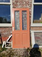 hardhouten voordeur/buitendeur met dubbelglas, Doe-het-zelf en Verbouw, Deuren en Horren, Ophalen, Gebruikt, 80 tot 100 cm, Buitendeur