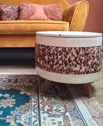 Vintage poef, Minder dan 50 cm, Rond, Minder dan 50 cm, Ophalen of Verzenden