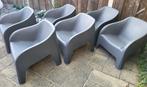 6 stuks tuin loungestoelen Lotte antraciet kunststof stapelb, Ophalen, Gebruikt, Kunststof, Stapelbaar