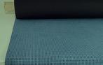 Alcantara Domino 6801 lichtblauw+zwart; 4,75 mtr meubelstof, Overige materialen, Blauw, 120 cm of meer, Ophalen of Verzenden