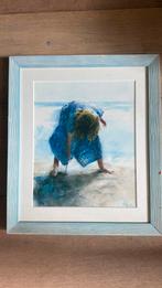 Aquarel “Tekenen in het zand” van Dorry van de Winkel, Antiek en Kunst, Ophalen