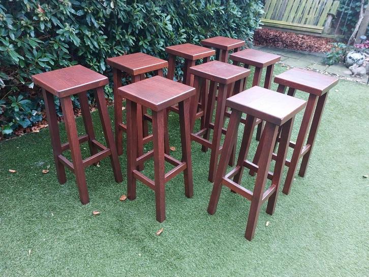 BARKRUKKEN BEUKENHOUT IN PERFECTE STAAT 9 STUKS NOG AANWEZIG, Huis en Inrichting, Barkrukken, Zo goed als nieuw, 60 tot 90 cm