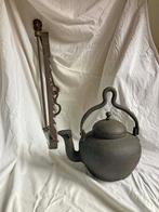 Haardpot met vuurhaak, vuurijzer, heugel, schoorsteenhaal, Antiek en Kunst, Ophalen