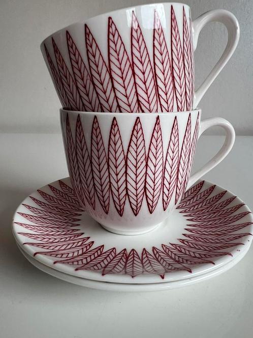 Vintage Set 2 Gustavsberg ‘SALIX’ Kop Schotel Stig Lindberg, Antiek en Kunst, Antiek | Servies los, Ophalen of Verzenden