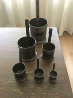 Tinnen Liter maatbekers, 6 stuks,  VINTAGE, Antiek en Kunst, Antiek | Tin, Ophalen of Verzenden