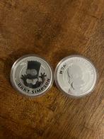 Bart & Homer simpson 2022 Tuvalu 1oz zilveren munten, Ophalen of Verzenden, Zilver