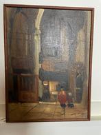 Jan Kelderman kerkinterieur - olieverf op doek, Antiek en Kunst, Kunst | Schilderijen | Klassiek, Ophalen of Verzenden