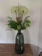 Groene Vaas met Kunstbloemen - 1 Meter Hoog, Huis en Inrichting, Woonaccessoires | Vazen, Ophalen, 75 cm of meer, Groen, Glas