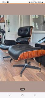 Eames fauteuil met voetenbank, Ophalen, Zwart