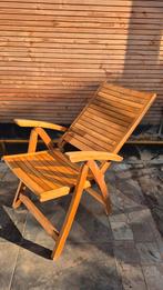 Houten Tuinstoel / Ligstoel - Inklapbaar, Ophalen, Zo goed als nieuw, Teakhout, Verstelbaar