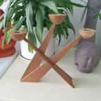 Hout 3 armige kandelaar, Deens design., Ophalen of Verzenden
