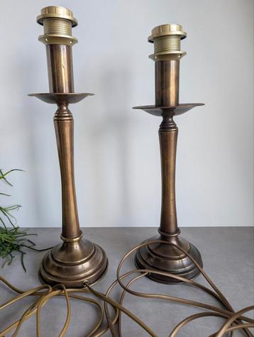 Vintage messing tafellampen, set van twee zonder kap. beschikbaar voor biedingen