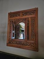 Houten wanddecoratie spiegel, Antiek en Kunst, Ophalen, Rechthoekig