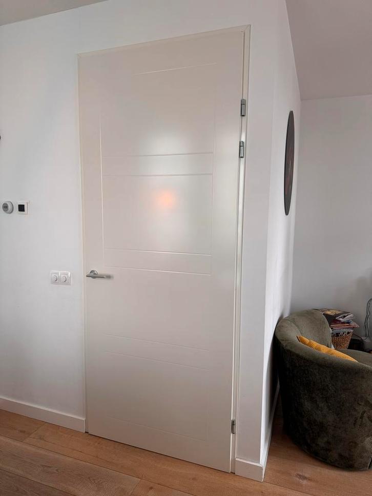 Witte opdekdeur, Doe-het-zelf en Verbouw, Deuren en Horren, Zo goed als nieuw, Binnendeur, 215 cm of meer, 80 tot 100 cm, Hout