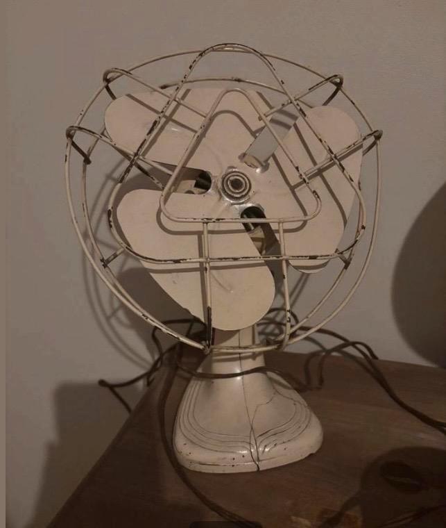 Vintage Crème Ventilator - Werkend!, Witgoed en Apparatuur, Ventilatoren, Gebruikt, Tafelventilator, Ophalen