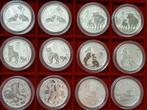 Zilveren Lunar 3 munten in 2 oz Complete serie, Ophalen of Verzenden, Zilver