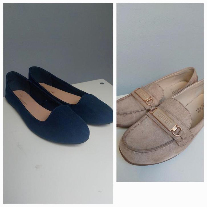 2x instappers in maat 37, Kleding | Dames, Schoenen, Zo goed als nieuw, Instappers, Beige, Ophalen of Verzenden