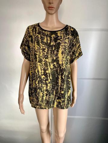 J109 Fransa maat M=40/42 blouse top oker-geel/zwart/grijs beschikbaar voor biedingen