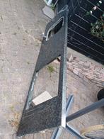 Stenen keukenblad met 6 pits gaskookplaat en wasbak, Gebruikt, Grijs, Ophalen of Verzenden, 200 cm of meer
