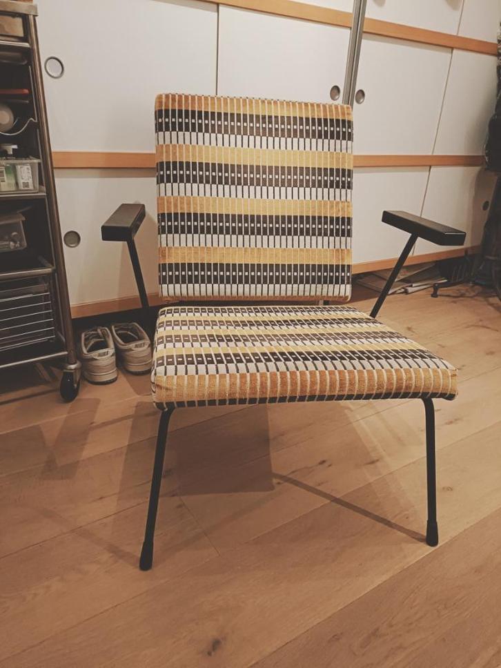 Gispen 1401 rietveld fauteuil, Huis en Inrichting, Fauteuils, Gebruikt, Metaal, Stof, Overige materialen, 50 tot 75 cm, Minder dan 75 cm