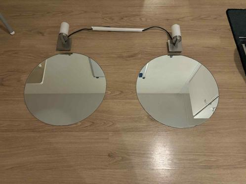 2 * 50cm ronde Wandspiegel met wandlamp, Huis en Inrichting, Woonaccessoires | Spiegels, Zo goed als nieuw, Minder dan 100 cm