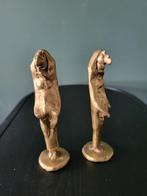 Set van 2 bronzen /messing beeldjes, moderne abstracte stijl, Antiek en Kunst, Antiek | Koper en Brons, Ophalen of Verzenden