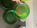 Vereco Borden groen glas servies Schaaltjes aardewerk, Huis en Inrichting, Keuken | Servies, Glas, Bord(en), Gebruikt, Ophalen