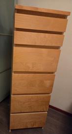 Malm ladekast met spiegel in beukenkleur, Ophalen, Minder dan 50 cm, Gebruikt, 5 laden of meer