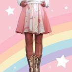 Roze eenhoorn swing skater rokje mt 34 tm ca 40 recycled !, Maat 38/40 (M), Carnaval, -, -