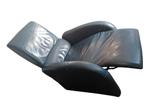 Blauwe, leren relaxstoel / relaxfauteuil, Ophalen, Gebruikt, Leer
