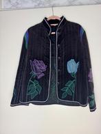 Jaren 70 jasje blazer van katoen fluweel met bloem borduurse, Ophalen of Verzenden, Zo goed als nieuw, Maat 36 (S), Paars