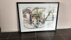 Mooi ingelijst modern schilderij, Ophalen of Verzenden