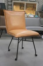 4x luxe eetkamerstoel Sanne Jess Design leer met wieltjes, Huis en Inrichting, Stoelen, Ophalen, Zo goed als nieuw, Metaal, Vier