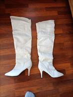 Hoge witte leren laarzen mt 42, Kleding | Dames, Ophalen of Verzenden, Zo goed als nieuw, Wit, Hoge laarzen