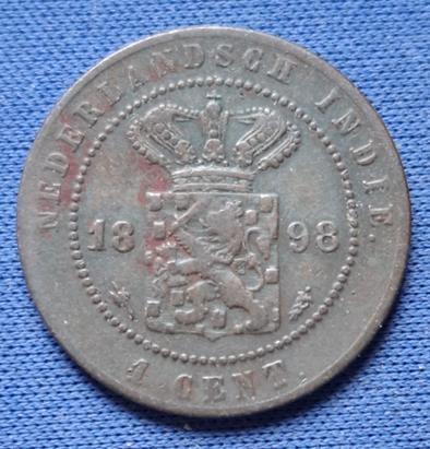 Nederlands-Indië 1 cent 1898 Km 307.2 CK18, Postzegels en Munten, Munten | Nederland, Losse munt, 1 cent, Koningin Wilhelmina
