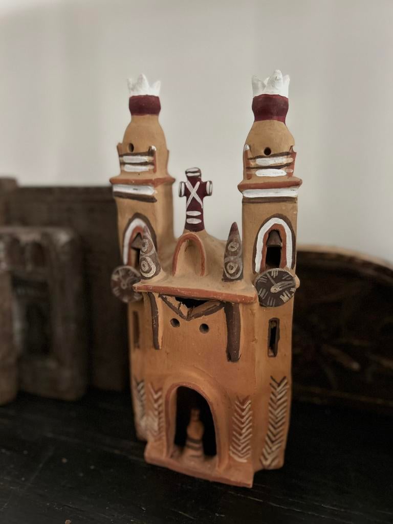 Mexico Peru folkart Church terracotta clay altaar rode klei, Antiek en Kunst, Ophalen of Verzenden