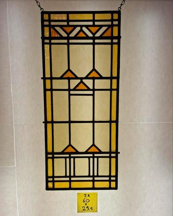 2 Glas in Lood Panelen - Art Deco Stijl beschikbaar voor biedingen