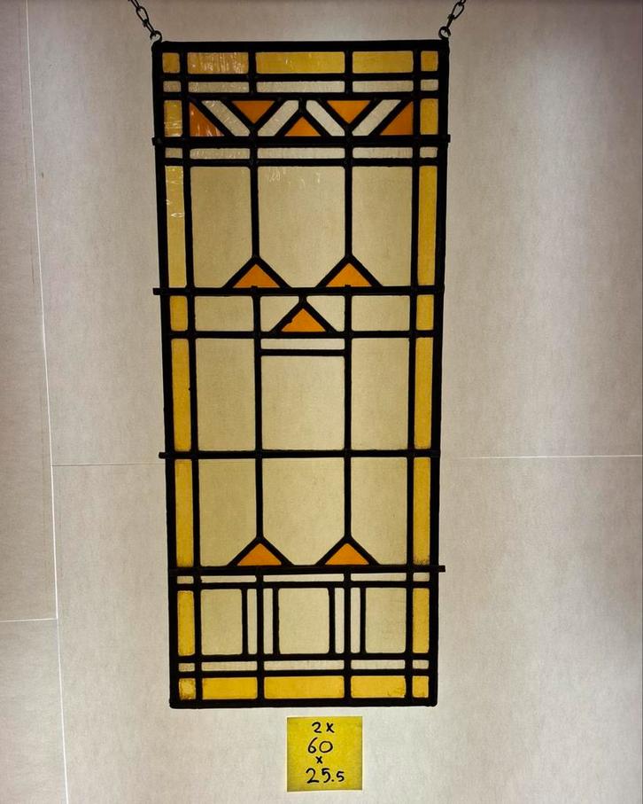 2 Glas in Lood Panelen - Art Deco Stijl, Antiek en Kunst, Antiek | Glas en Kristal, Ophalen of Verzenden