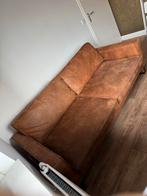 Cognac Leervezel Bank - Zo Goed Als Nieuw!, Huis en Inrichting, Driepersoons, Ophalen of Verzenden, Zo goed als nieuw, Rechte bank