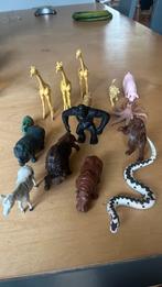 14 wilde dieren en een varken van plastic, Verzamelen, Ophalen of Verzenden, Gebruikt, Wild dier, Beeldje of Figuurtje