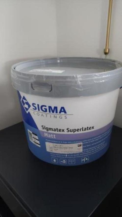 Sigmatex Superlatex Matt 10 liter, Doe-het-zelf en Verbouw, Verf, Beits en Lak, Nieuw, Verf, 10 tot 15 liter, Beige, Ophalen
